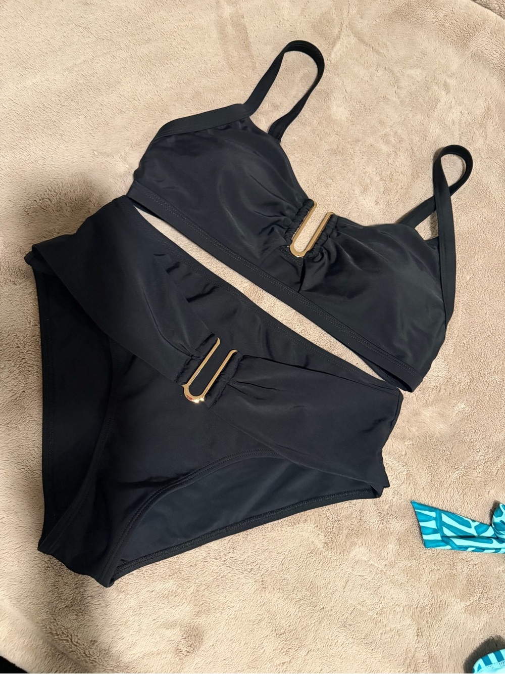 Black Women’s Two-Piece Bikini with Gold Accents